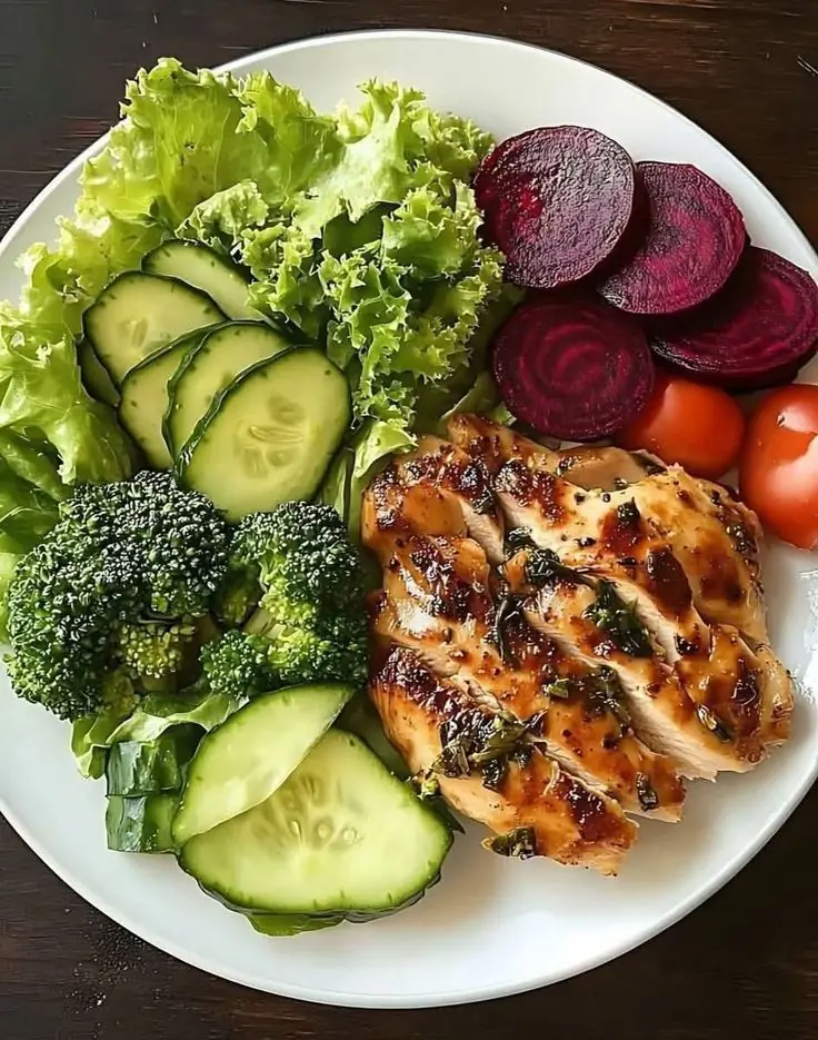 Grilled Herb Chicken with Fresh Vegetable Salad
