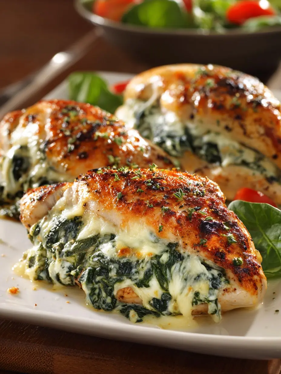 Cheesy Spinach Stuffed Chicken Breasts