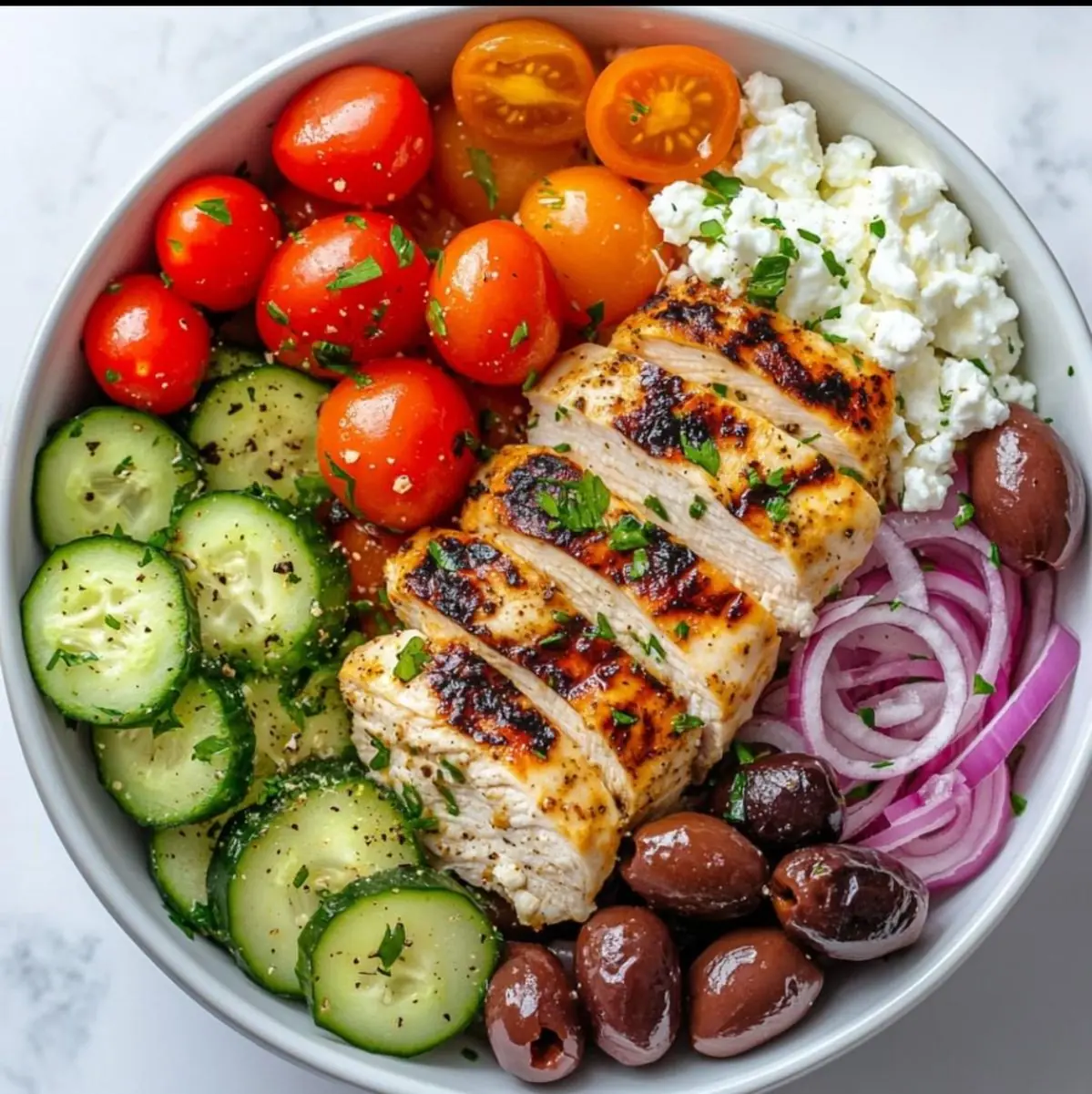 Mediterranean Meatball Bowl with Roasted Potatoes & Tzatziki
