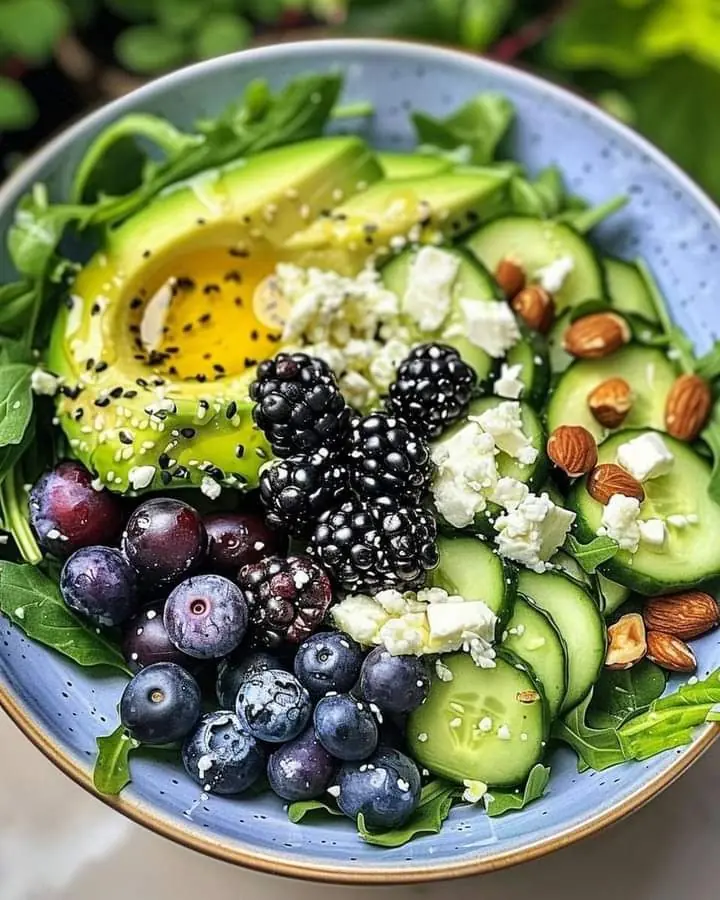 Avocado Berry Salad with Nuts & Greens