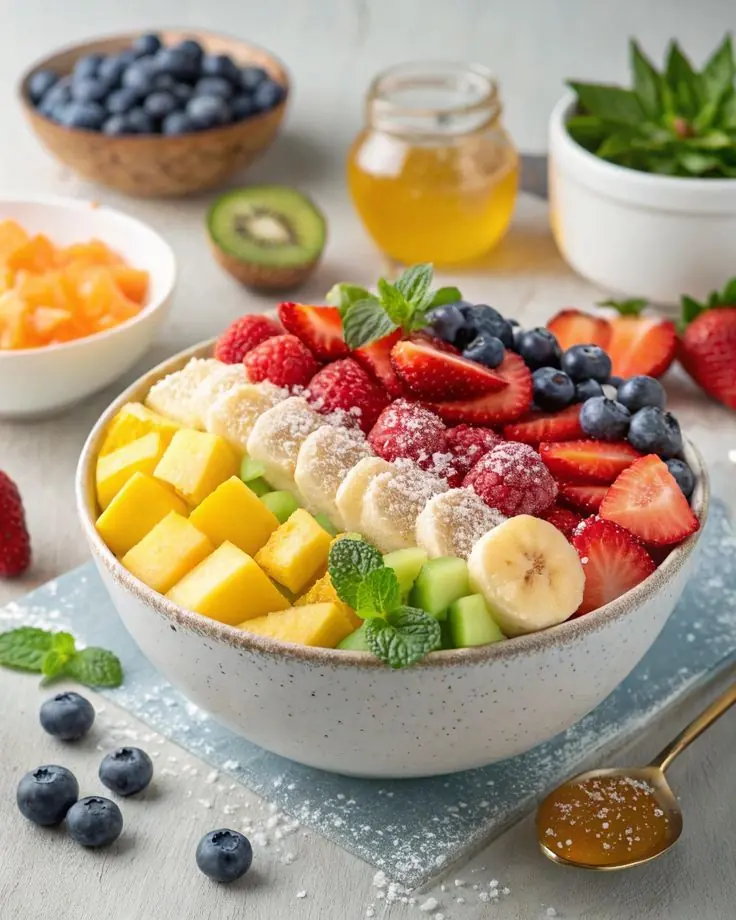 Fresh Fruit Breakfast Bowl with Honey