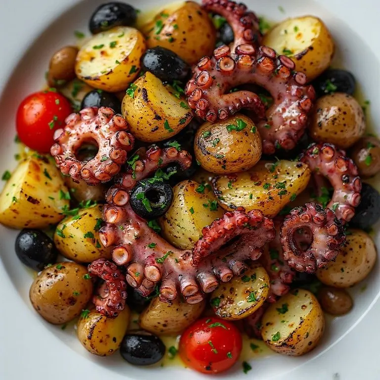Mediterranean Grilled Octopus with Baby Potatoes & Olives