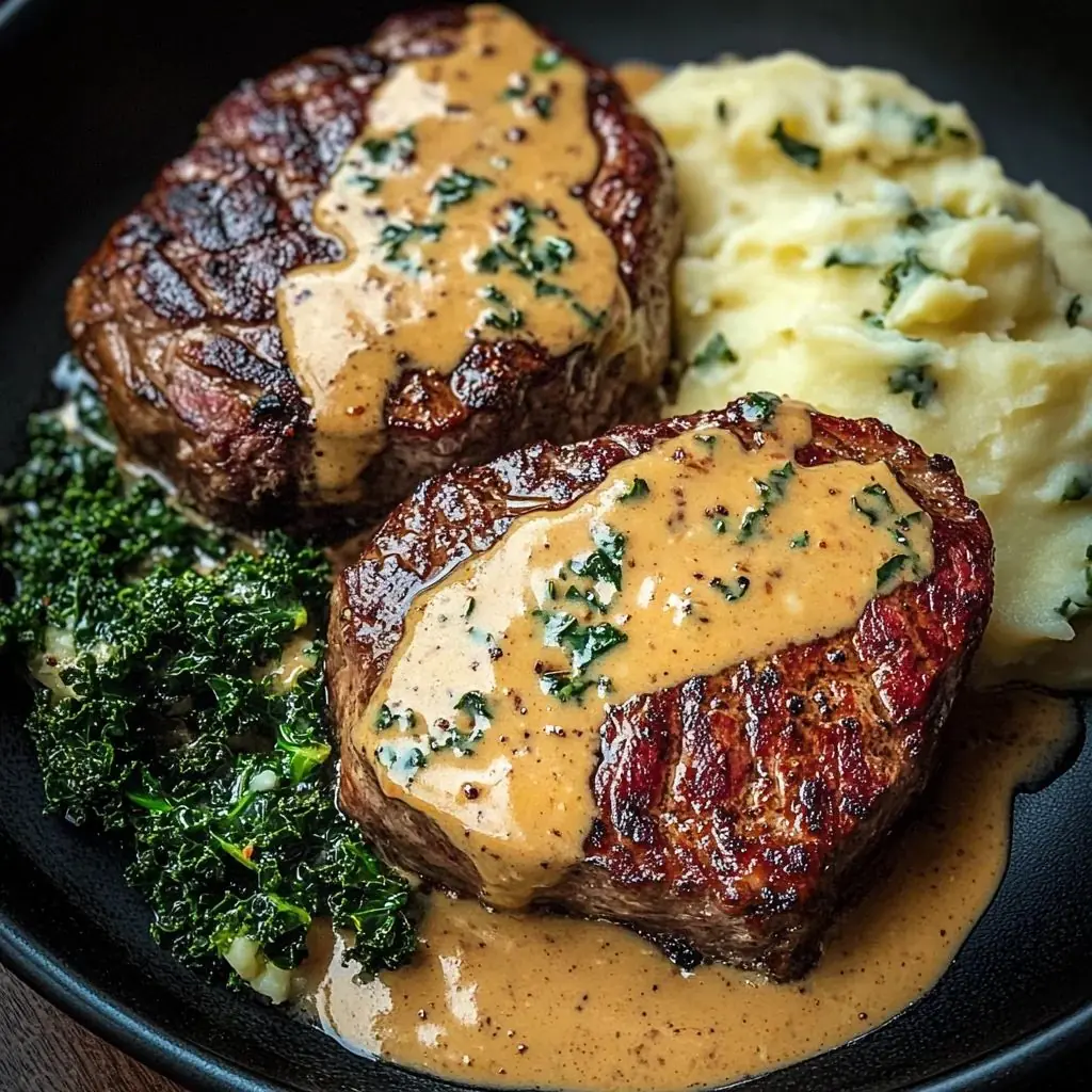 Pan-Seared Filet Mignon with Creamy Pepper Sauce