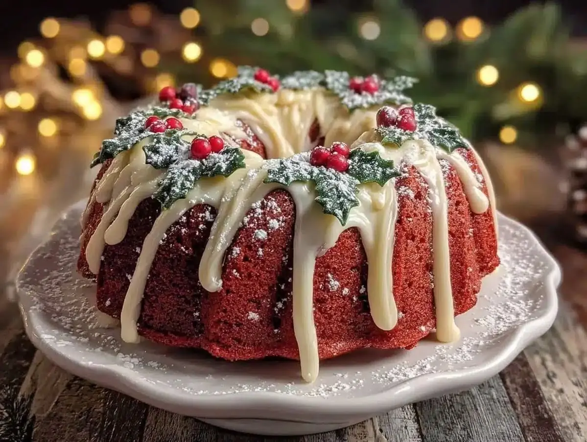 Raspberry Red Velvet Bundt Cake