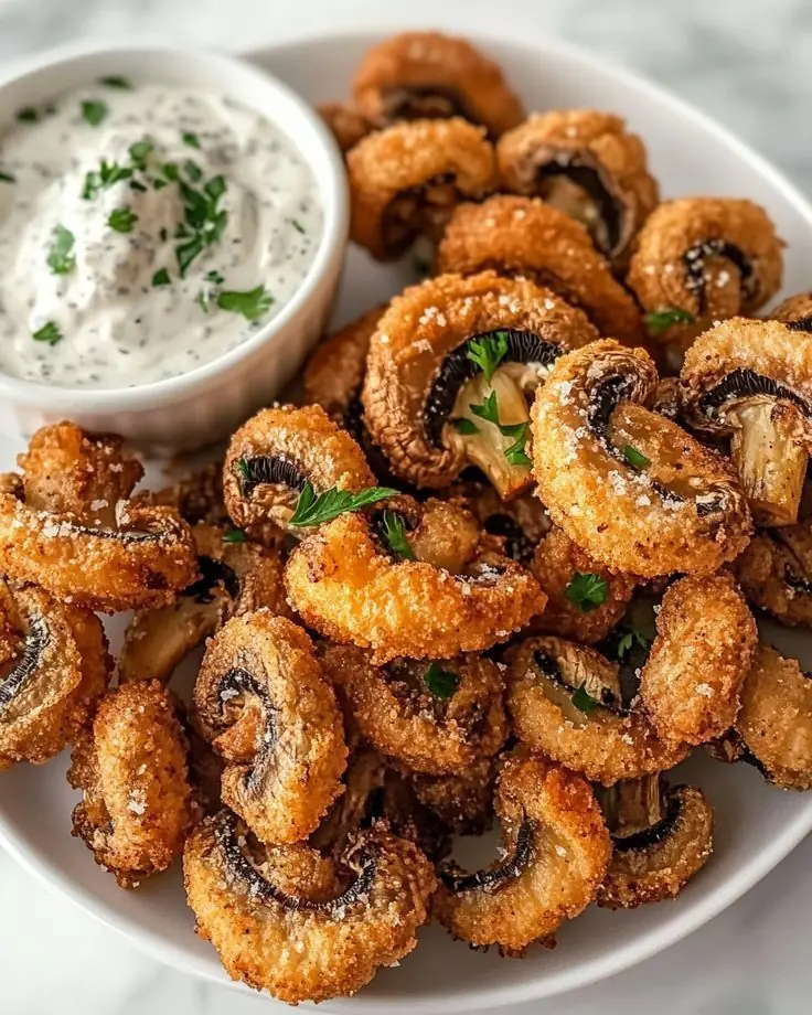 Crispy Fried Mushrooms with Creamy Herb Dip