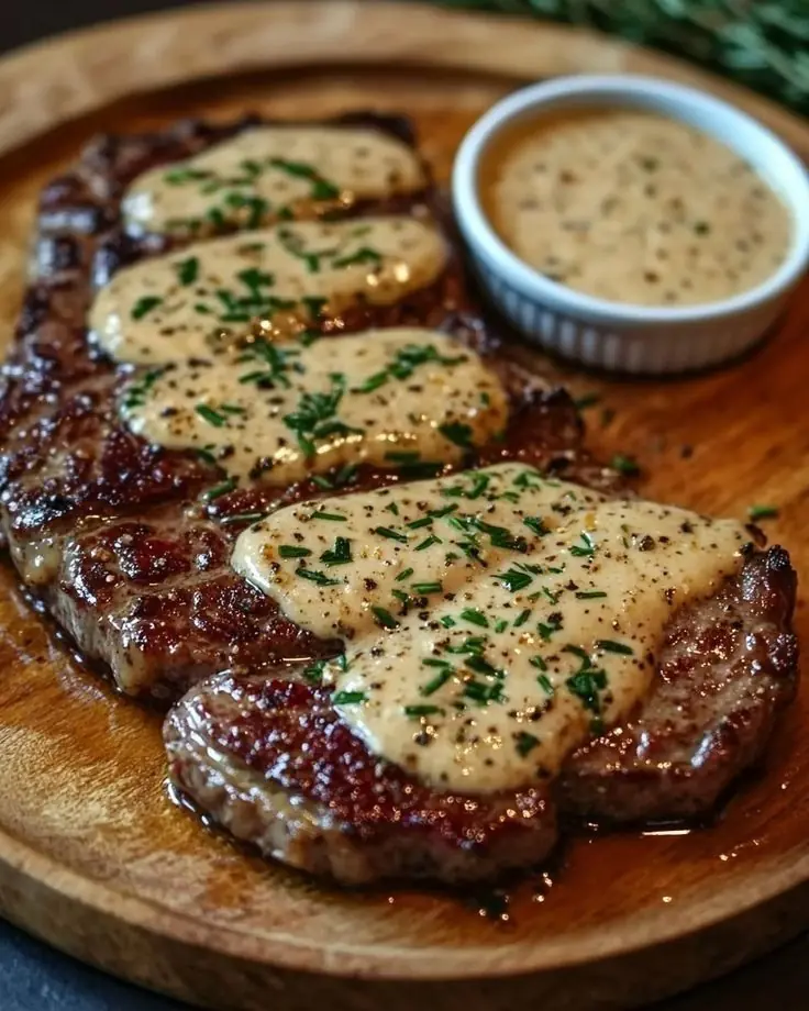 Pan-Seared Steak with Creamy Pepper Sauce