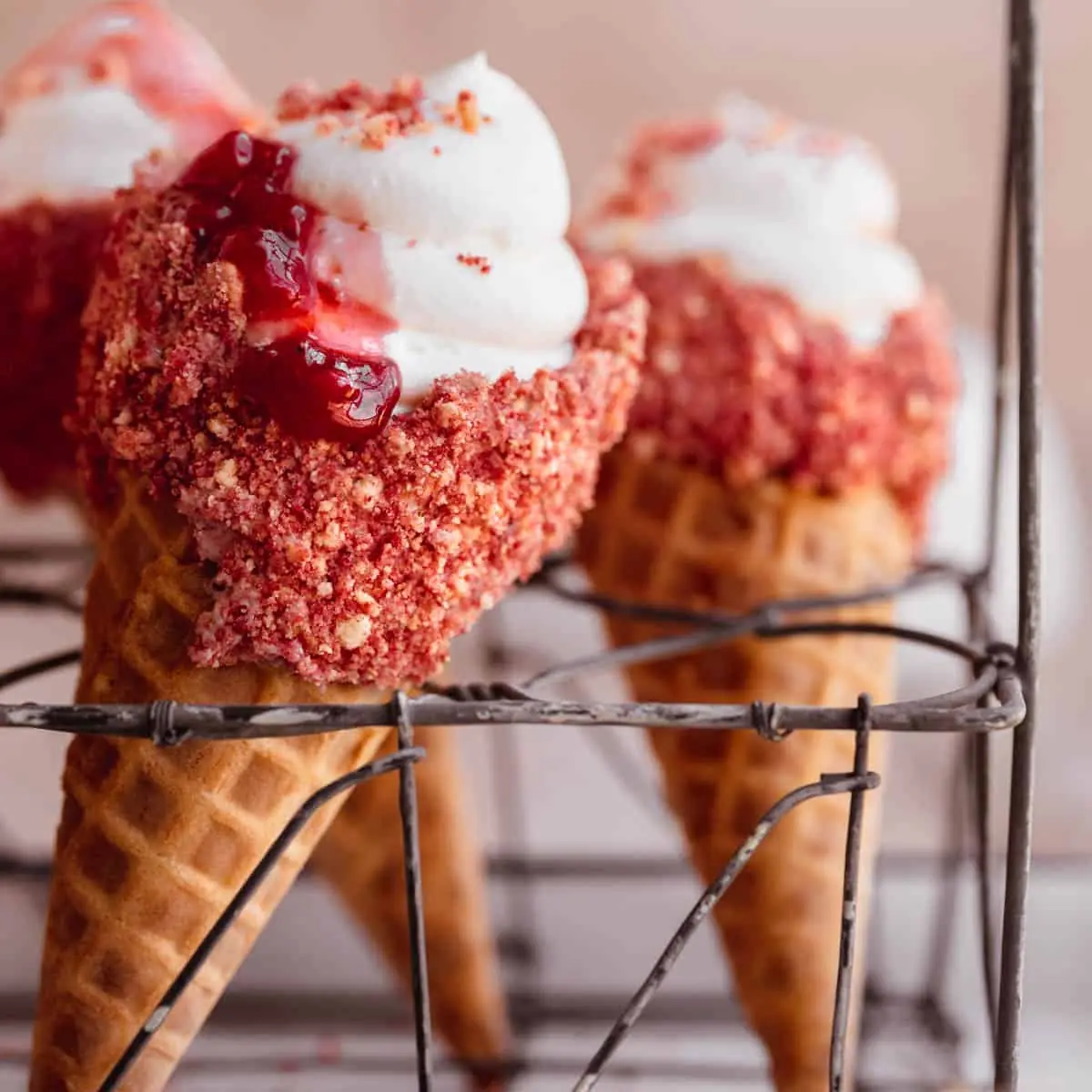 Strawberry Crunch Cheesecake Cones