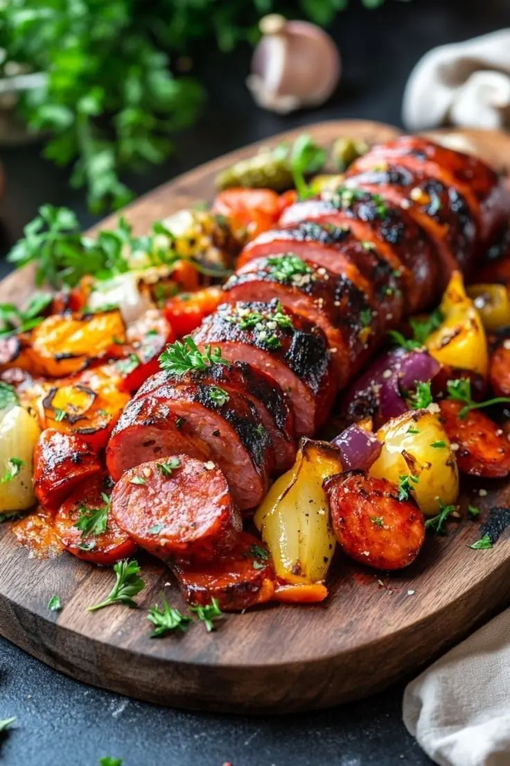 Herb-Glazed Sausage with Rosemary Pan Sauce