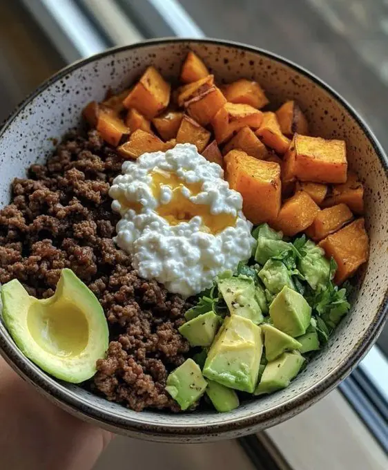 Healthy Beef, Sweet Potato & Avocado Protein Bowl