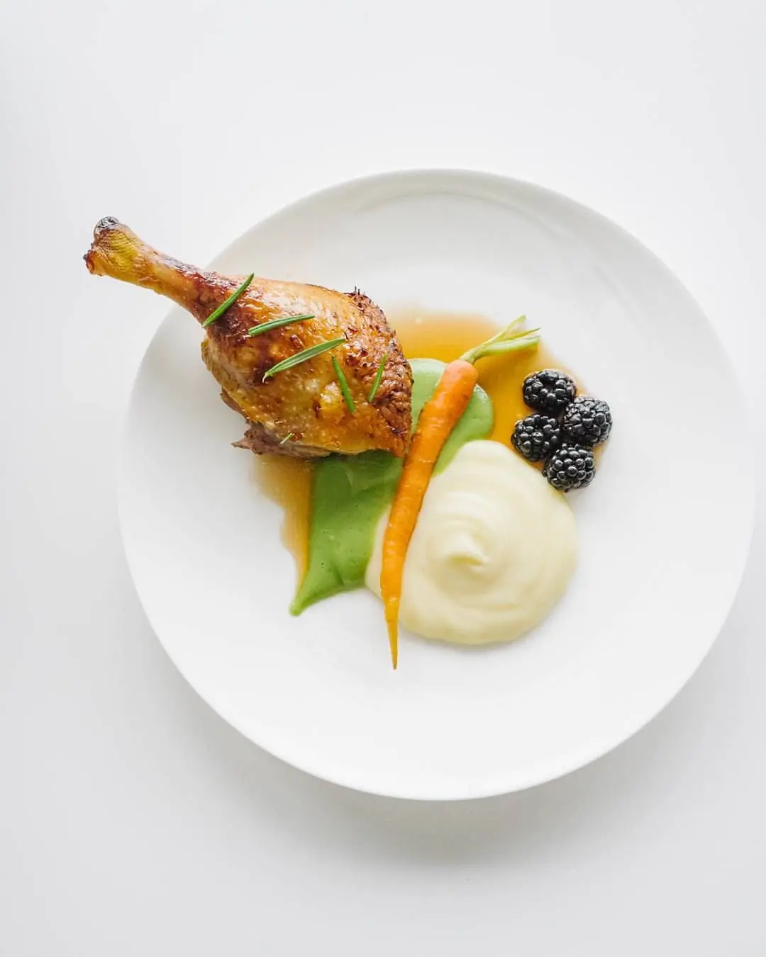 Orange-Glazed Roasted Duck Leg with Mashed Potatoes