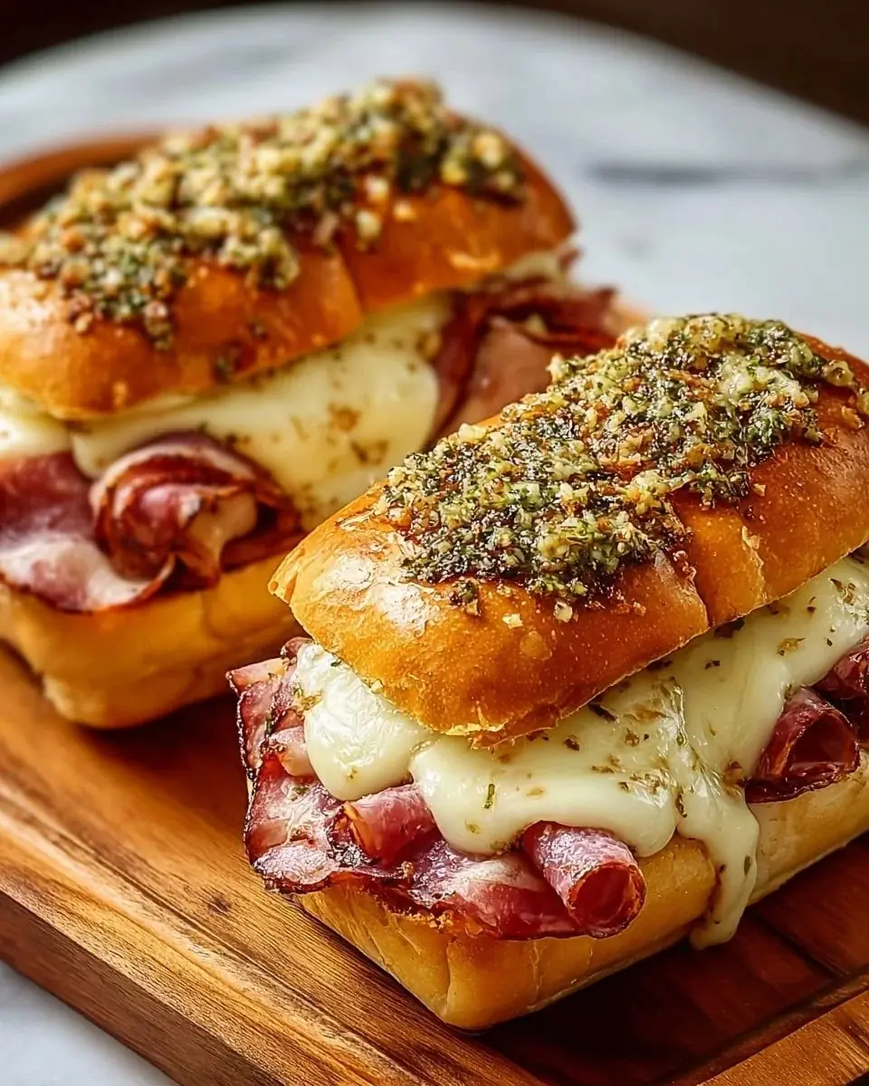Italian Deli Sandwich with Melted Cheese & Herb Butter