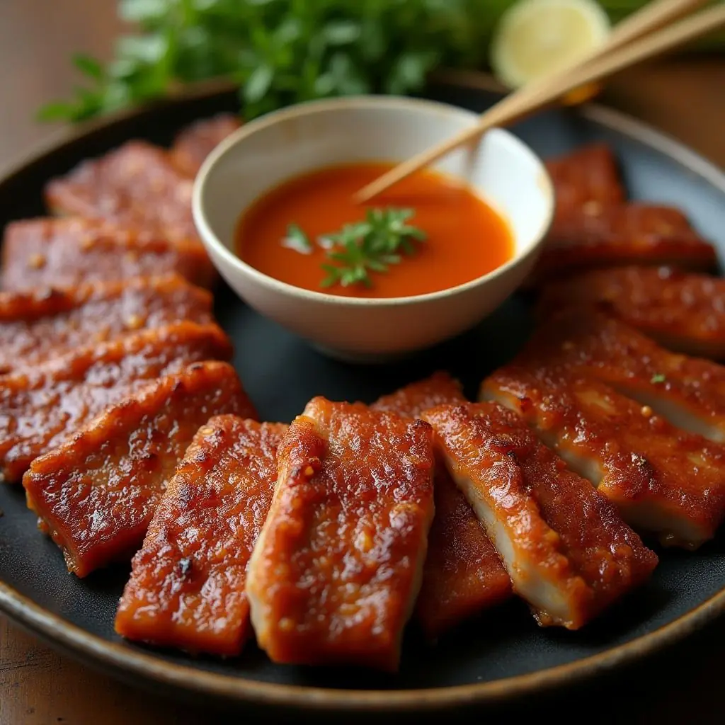 Pan-Fried Fish Cakes with Spicy Red Sauce