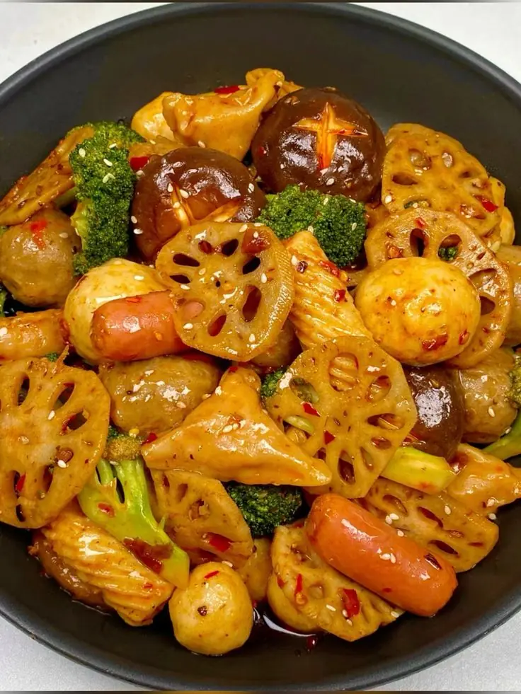 SPICY STIR-FRIED LOTUS ROOT & MIXED VEGETABLES