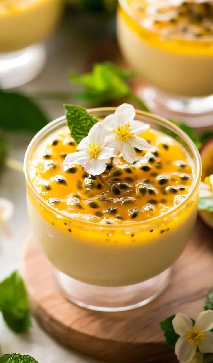 Coconut Panna Cotta with Mango & Passion Fruit