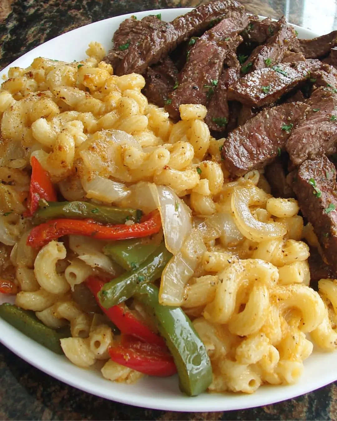 Pepper Steak Pasta Skillet with Bell Peppers and Onions