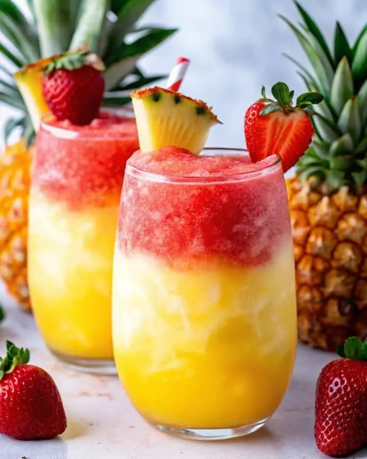 Strawberry Pineapple Swirled Slushies