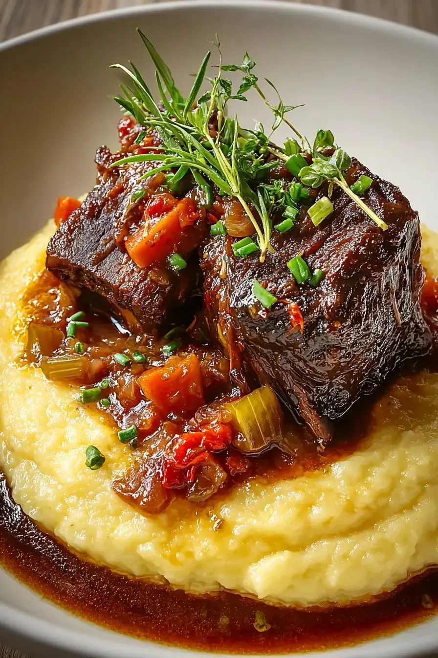 Red Wine Braised Beef Short Ribs with Creamy Mashed Potatoes