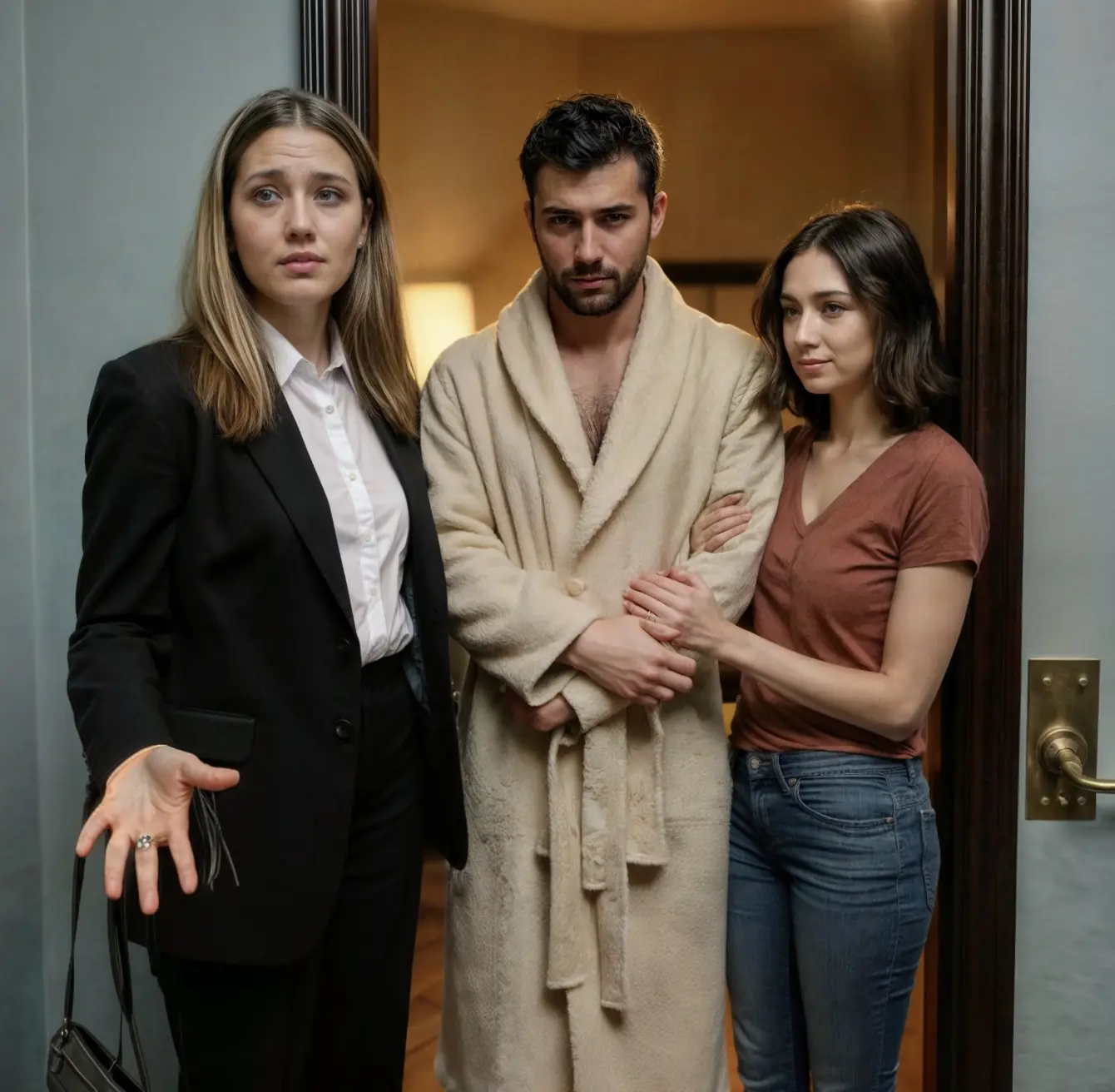 “Pasha, what are you doing in my client’s apartment?” Yana asked her husband, who stood in front of her in home clothes.