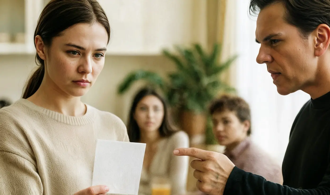 “Your place is in the kitchen!” the husband shouted in front of the guests. “And yours is with your mother,” the wife replied calmly, handing him the divorce papers