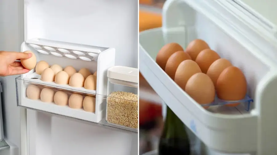 Eggs should not be stored in the refrigerator door
