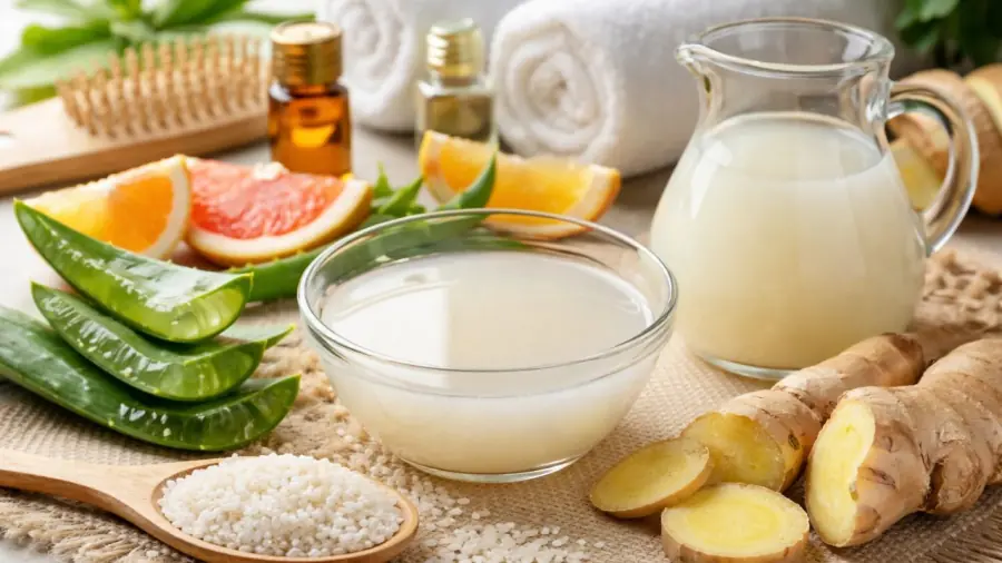 The best way to apply rice water and ginger for maintaining healthy hair