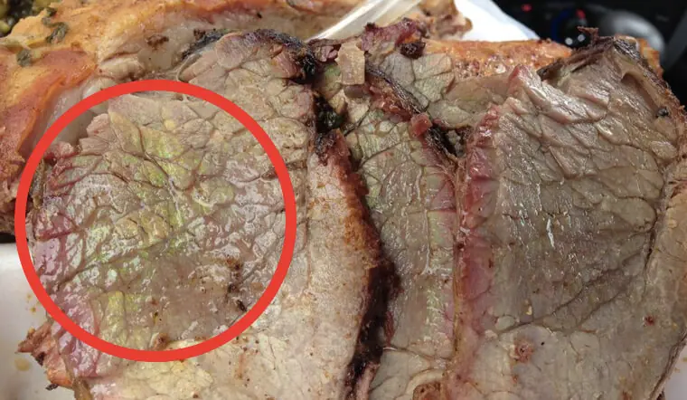 Can beef with iridescent, rainbow-like colors still be eaten?