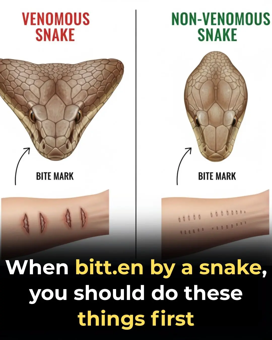 When bitten by a snake, you should do these things first