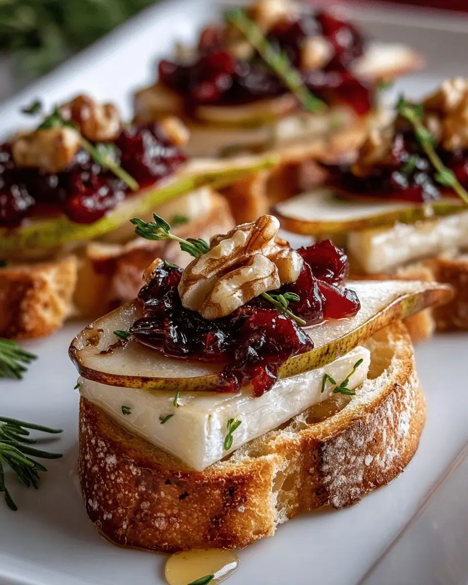Brie, Pear & Cranberry Crostini
