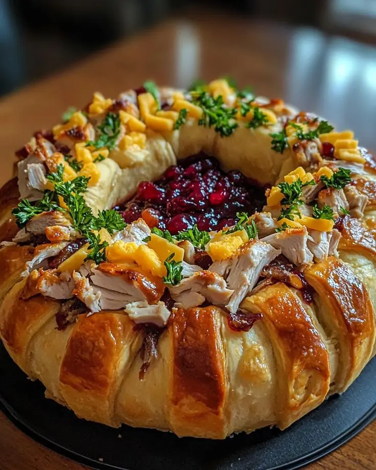 Cranberry Turkey Puff Pastry Ring