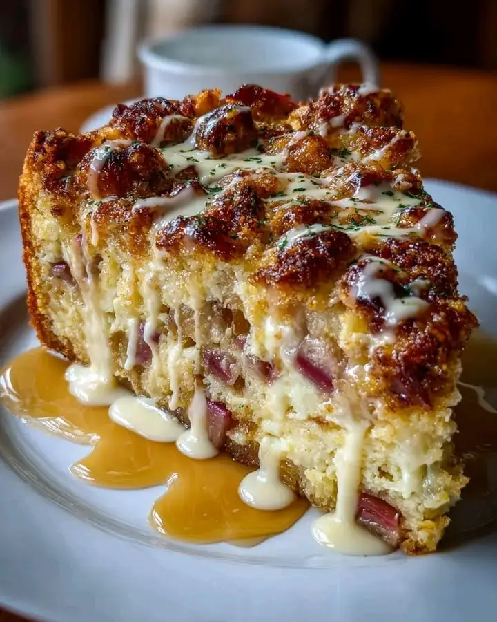 Savory Ham & Cheese Breakfast Bread Pudding