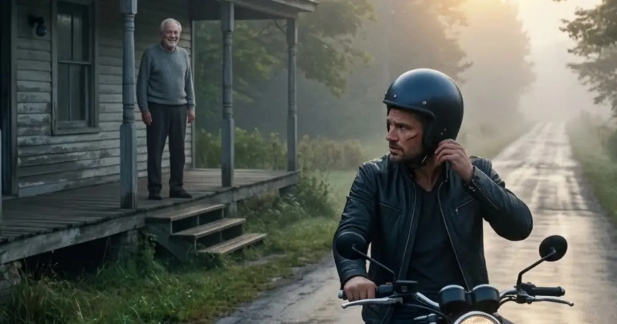 THE BIKER WHO STOPPED FOR THE OLD HOUSE