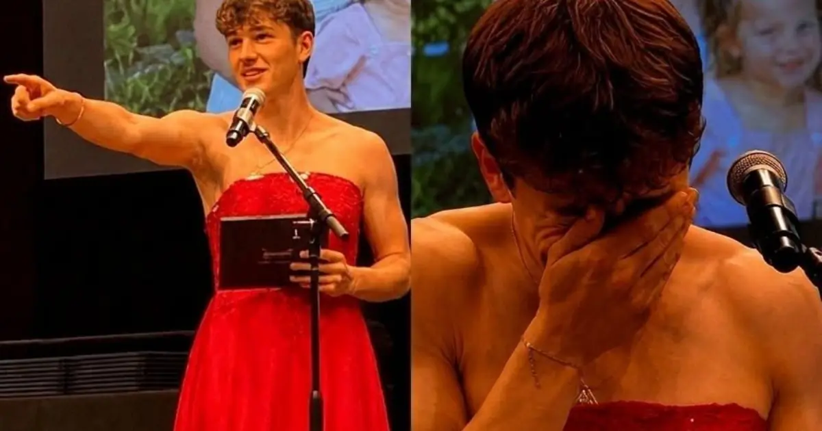He Walked Across the Graduation Stage in His Late Sister’s Red Dress—What Happened Next Left the Entire Auditorium Silent