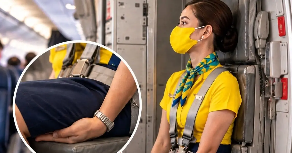 Why Flight Attendants Keep Their Hands Under Their Thighs During Takeoff