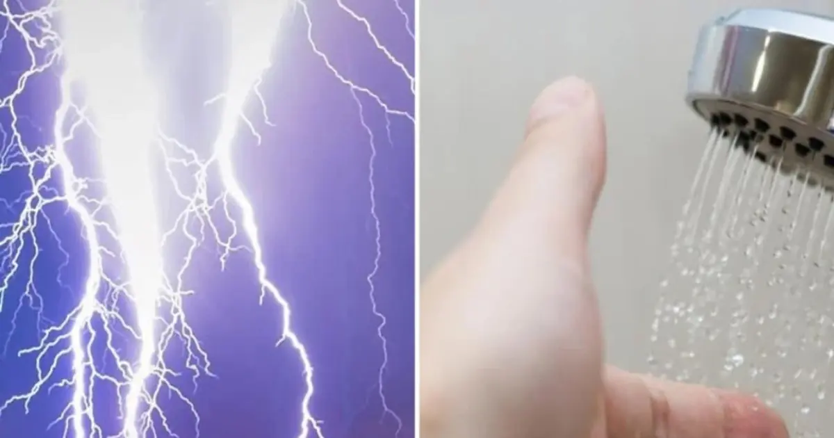 Why should you avoid showering, washing dishes, and doing laundry during a thunderstorm?